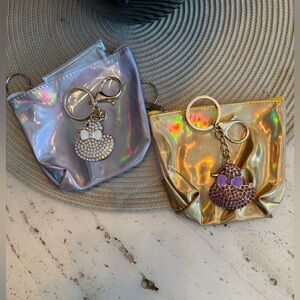 Easter Chick Crystal Keychain Charms with Holographic Key Ring Coin Purses -2